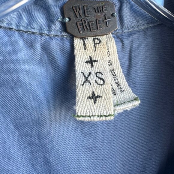 Free People Knit Long Sleeve Blue Chambray Shirt Women's Size XS. - Picture 3 of 7